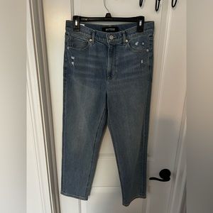 Express relaxed fit mom jeans, size 12, light denim wash color